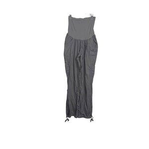Motherhood Maternity Gray Cargo Pants With Adjustable Ankles & High Waist Design